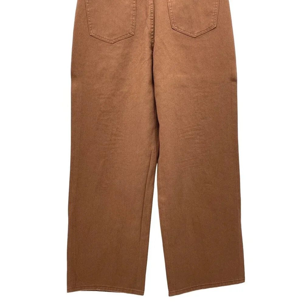 Women’s 100% Cotton High Rise Brown Distressed Wide Leg Jeans Size 11 - Picture 5 of 12